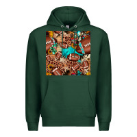 Sports Green football cactus sunflower seamless pattern Premium Hoodie - JahusDesignShop