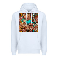 White football cactus sunflower seamless pattern Premium Hoodie - JahusDesignShop