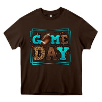 Chocolate Brown Game day American Football leopard frame Heavy Core Tee - LillyAllenDesigns
