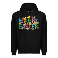 Black happy easter Premium Hoodie - AdoDesignShop