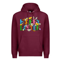 Burgundy happy easter Premium Hoodie - AdoDesignShop