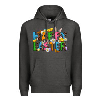 Charcoal Heather happy easter Premium Hoodie - AdoDesignShop