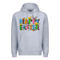 Heather Grey happy easter Premium Hoodie - AdoDesignShop