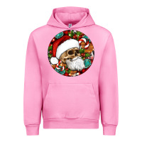 Fuchsia Pink Christmas hippie skeleton santa ornament Urban Hoodie - Artiststas