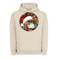 Pigment French Oak Christmas hippie skeleton santa ornament Urban Hoodie - Artiststas