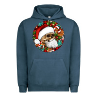 Pigment Midnight Navy Christmas hippie skeleton santa ornament Urban Hoodie - Artiststas