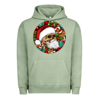 Pigment Oil Green Christmas hippie skeleton santa ornament Urban Hoodie - Artiststas