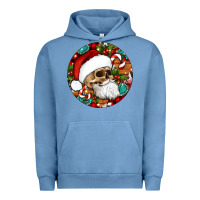 Pigment Pebble Blue Christmas hippie skeleton santa ornament Urban Hoodie - Artiststas