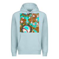 Blue Mist baseball turquoise sunflower seamless pattern Premium Hoodie - JahusDesignShop