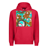 Cardinal baseball turquoise sunflower seamless pattern Premium Hoodie - JahusDesignShop