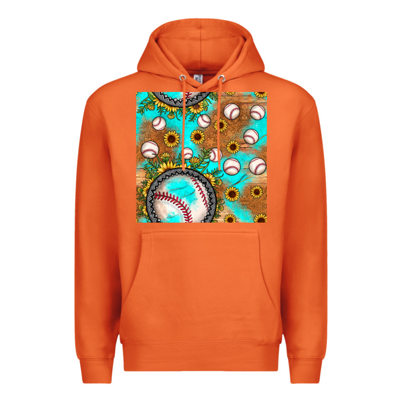 Baseball Turquoise Sunflower Seamless Pattern Premium Hoodie by JahusDesignShop | Teevron