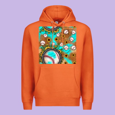 Baseball Turquoise Sunflower Seamless Pattern Premium Hoodie Designed By Jahusdesignshop