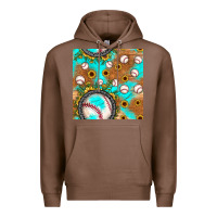 Chestnut baseball turquoise sunflower seamless pattern Premium Hoodie - JahusDesignShop