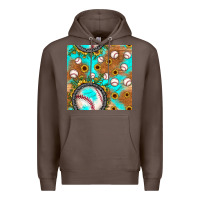 Coffee baseball turquoise sunflower seamless pattern Premium Hoodie - JahusDesignShop