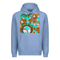 Colony Blue baseball turquoise sunflower seamless pattern Premium Hoodie - JahusDesignShop