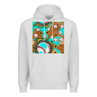 Dove Grey baseball turquoise sunflower seamless pattern Premium Hoodie - JahusDesignShop