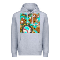 Heather Grey baseball turquoise sunflower seamless pattern Premium Hoodie - JahusDesignShop