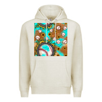 Oatmeal Heather baseball turquoise sunflower seamless pattern Premium Hoodie - JahusDesignShop