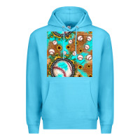 Ocean Blue baseball turquoise sunflower seamless pattern Premium Hoodie - JahusDesignShop