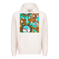Pale Pink baseball turquoise sunflower seamless pattern Premium Hoodie - JahusDesignShop