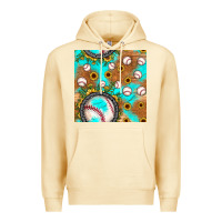 Pina Colada baseball turquoise sunflower seamless pattern Premium Hoodie - JahusDesignShop