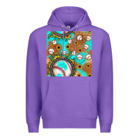 Purple baseball turquoise sunflower seamless pattern Premium Hoodie - JahusDesignShop