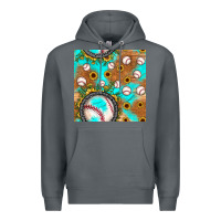 Rock baseball turquoise sunflower seamless pattern Premium Hoodie - JahusDesignShop
