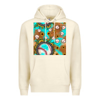 Sandshell baseball turquoise sunflower seamless pattern Premium Hoodie - JahusDesignShop