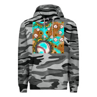 Slate Camo baseball turquoise sunflower seamless pattern Premium Hoodie - JahusDesignShop