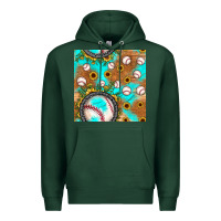 Sports Green baseball turquoise sunflower seamless pattern Premium Hoodie - JahusDesignShop