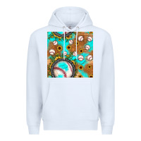 White baseball turquoise sunflower seamless pattern Premium Hoodie - JahusDesignShop