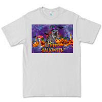 Dove Grey Happy Halloween Raccoon Premium Tee - LillyAllenDesigns