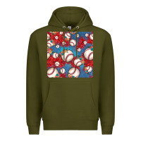 Army Green baseball paisley and jean pattern, baseball seamless pattern Premium Hoodie - JahusDesignShop