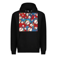 Black baseball paisley and jean pattern, baseball seamless pattern Premium Hoodie - JahusDesignShop