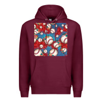 Burgundy baseball paisley and jean pattern, baseball seamless pattern Premium Hoodie - JahusDesignShop