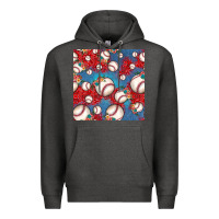Charcoal Heather baseball paisley and jean pattern, baseball seamless pattern Premium Hoodie - JahusDesignShop
