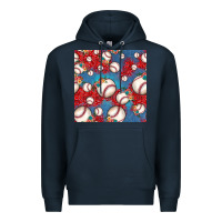 Navy baseball paisley and jean pattern, baseball seamless pattern Premium Hoodie - JahusDesignShop