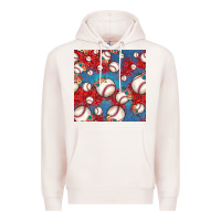 Pale Pink baseball paisley and jean pattern, baseball seamless pattern Premium Hoodie - JahusDesignShop