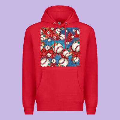 Baseball Paisley And Jean Pattern, Baseball Seamless Pattern Premium Hoodie Designed By Jahusdesignshop