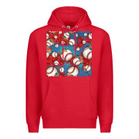 Red baseball paisley and jean pattern, baseball seamless pattern Premium Hoodie - JahusDesignShop