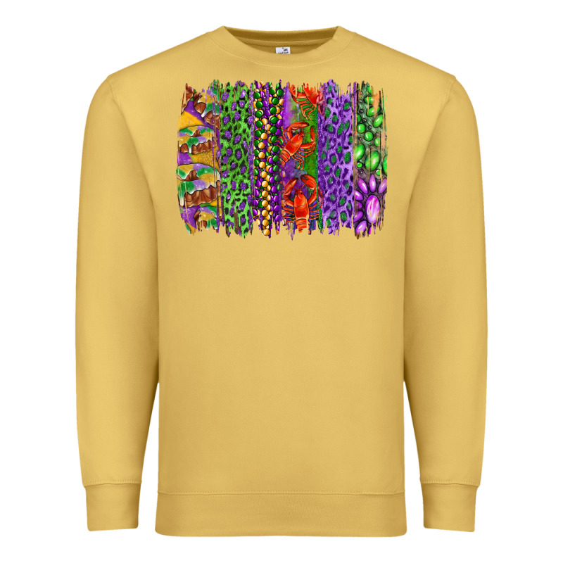 Mardi Gras Brush Strokes King Cake And Craw Fish Premium Sweatshirt by RanaPortraitStore | Teevron