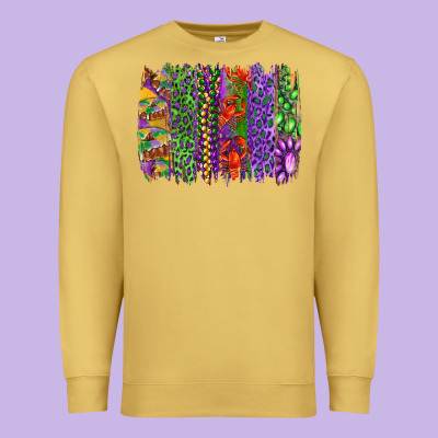 Premium Sweatshirt Mardi gras brush strokes king cake and craw fish