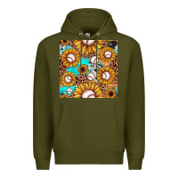 Army Green baseball leopard turquoise sunflower seamless pattern Premium Hoodie - JahusDesignShop