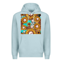 Blue Mist baseball leopard turquoise sunflower seamless pattern Premium Hoodie - JahusDesignShop
