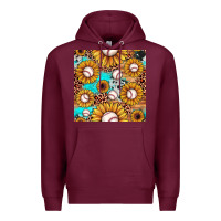 Burgundy baseball leopard turquoise sunflower seamless pattern Premium Hoodie - JahusDesignShop