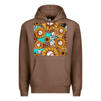 Chestnut baseball leopard turquoise sunflower seamless pattern Premium Hoodie - JahusDesignShop
