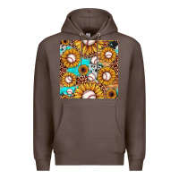Coffee baseball leopard turquoise sunflower seamless pattern Premium Hoodie - JahusDesignShop