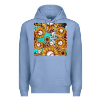 Colony Blue baseball leopard turquoise sunflower seamless pattern Premium Hoodie - JahusDesignShop