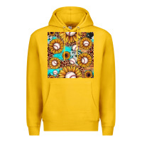 Lemon baseball leopard turquoise sunflower seamless pattern Premium Hoodie - JahusDesignShop