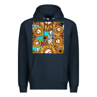 Navy baseball leopard turquoise sunflower seamless pattern Premium Hoodie - JahusDesignShop